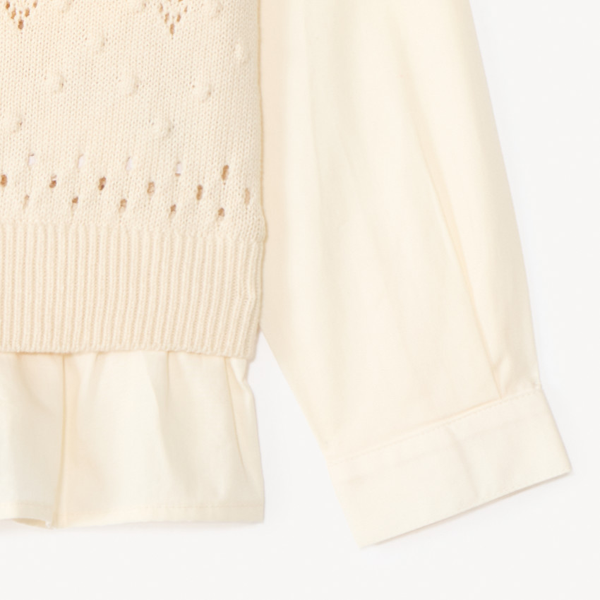 Pull 2 en 1 chemise + pull sans manches pour fille  