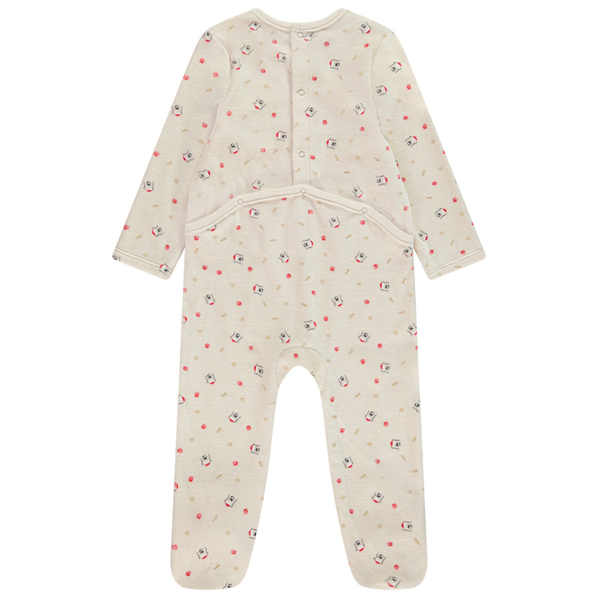 Pelele de terciopelo estampado de Navidad para bebé con diferentes aperturas según la edad 