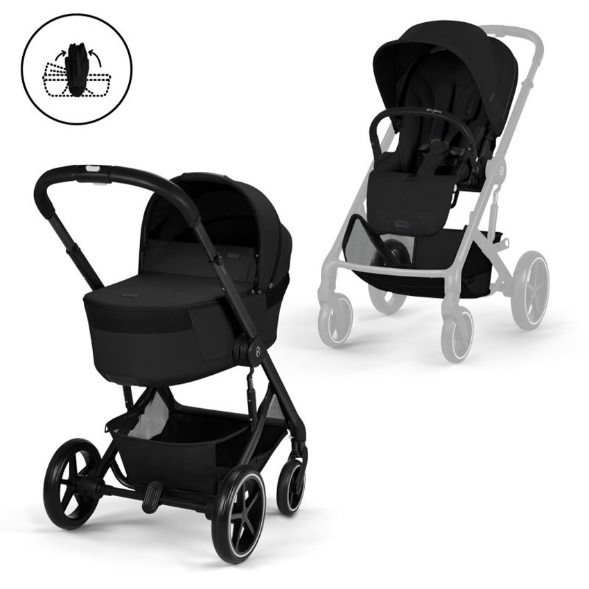 Poussette Duo Balios S Lux 2026 + Nacelle Pliable Moon Black 