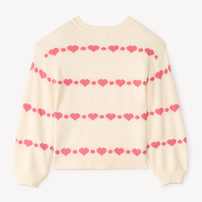 Suéter oversize de punto jacquard con corazones para niña 