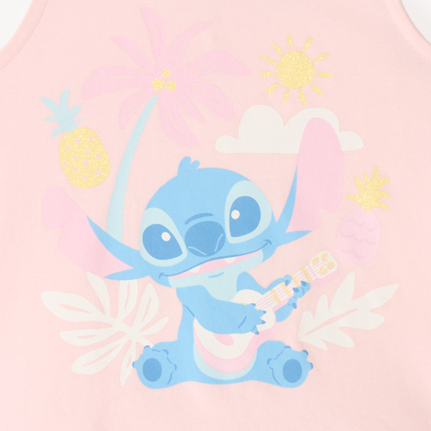 Camiseta sin mangas estampada de Stitch de Disney para niña bebé 