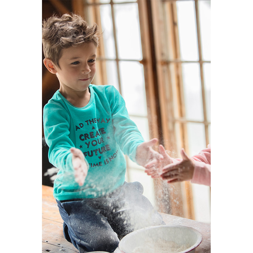 Pijama bimaterial con inscripciones estampadas  Additional Pijama bimaterial con inscripciones estampadas