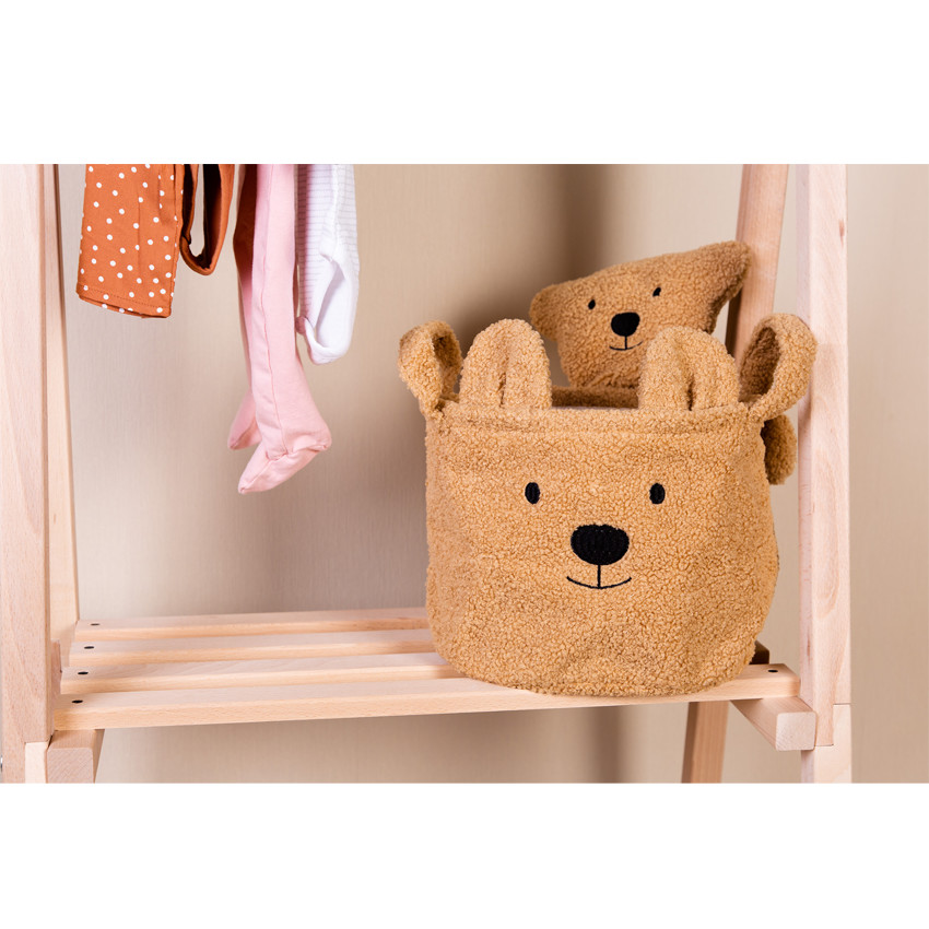 Set 3 cestas de almacenaje oso Teddy marrón claro 