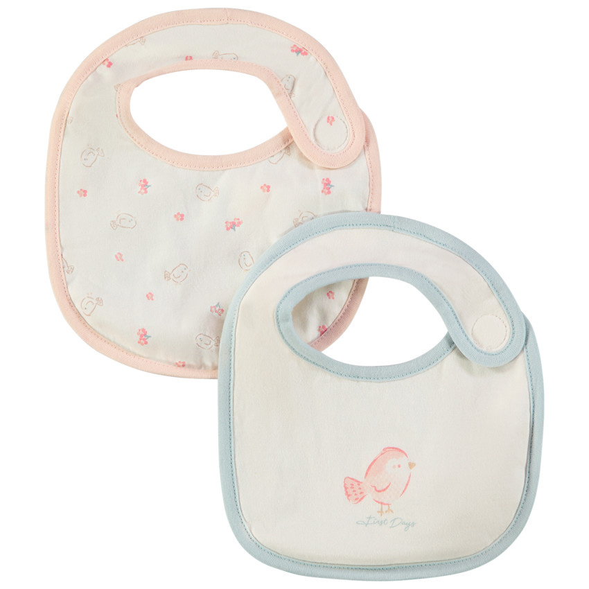 Pack de 2 baberos de fantasía con forro de rizo para bebé niña 