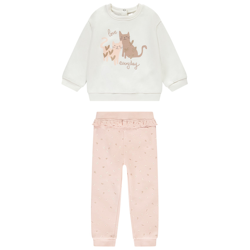 Conjunto de jogging de felpa con estampado de gatos para bebé niña 