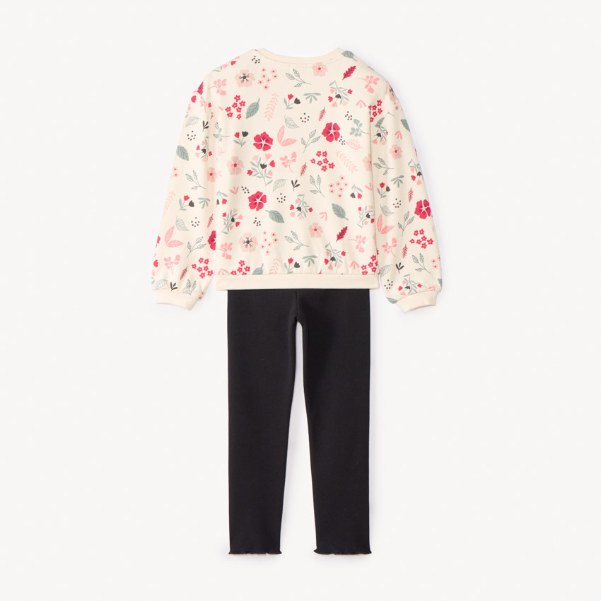 Conjunto de chándal con sudadera estampada de flores para niña 