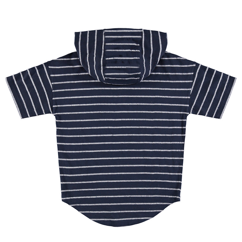 Júnior - Camiseta de manga cortaon capucha a rayas all-over con bolsillo 