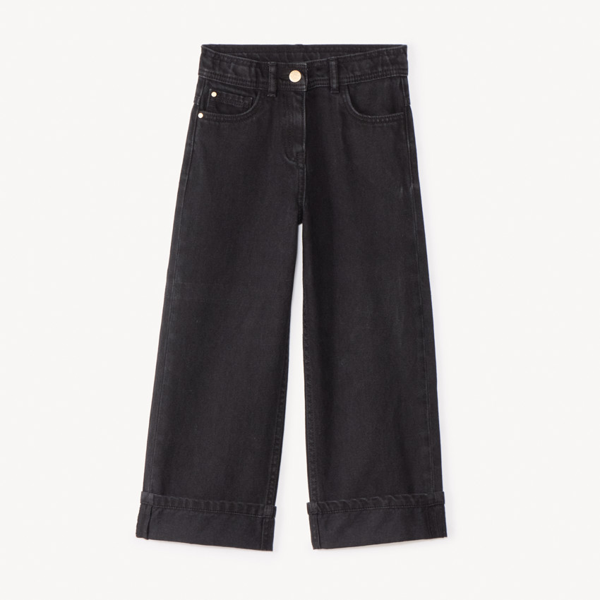 Jeans anchos con dobladillos para niña 