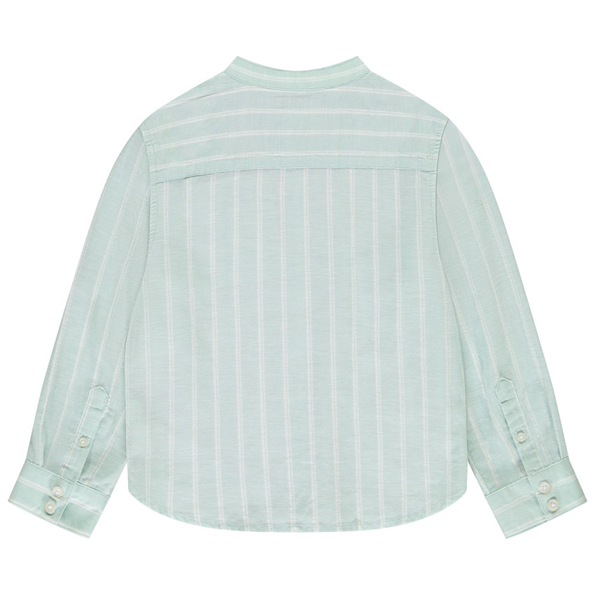 Camisa de manga larga a rayas con cuello mao para niño 