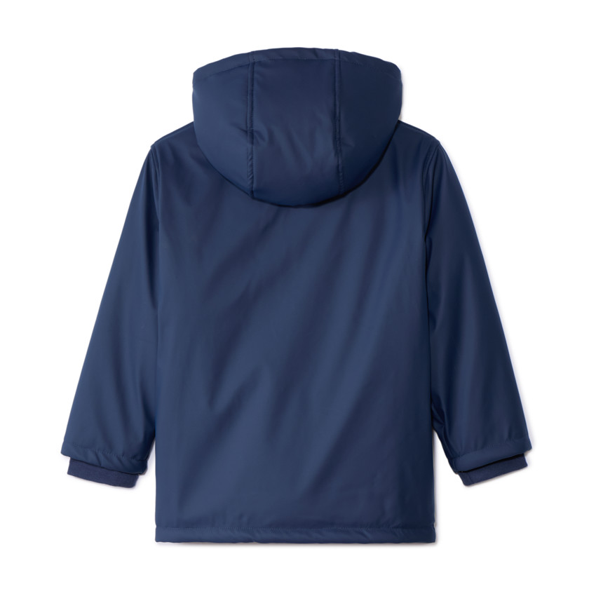 Parka de goma con capucha y forro de micropolar para niño. 
