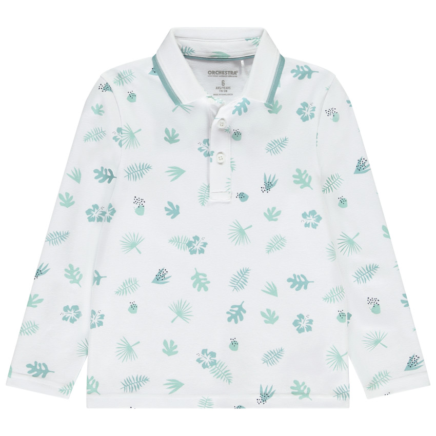 Polo de manga larga estampado de hojas para niño  Additional Polo de manga larga estampado de hojas para niño