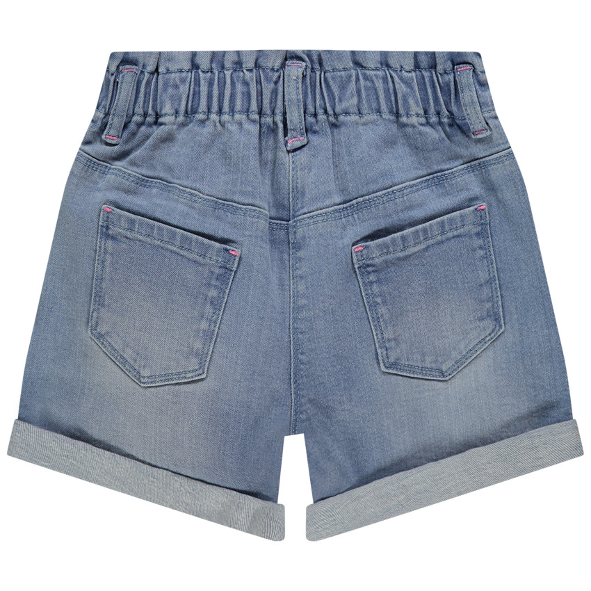 Short en jean élastiqué à palmiers brodés  Additional Short en jean élastiqué à palmiers brodés