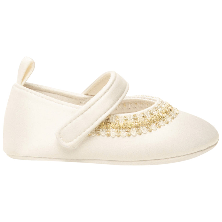 Merceditas de satén de ceremonia con bordado para bebé niña 