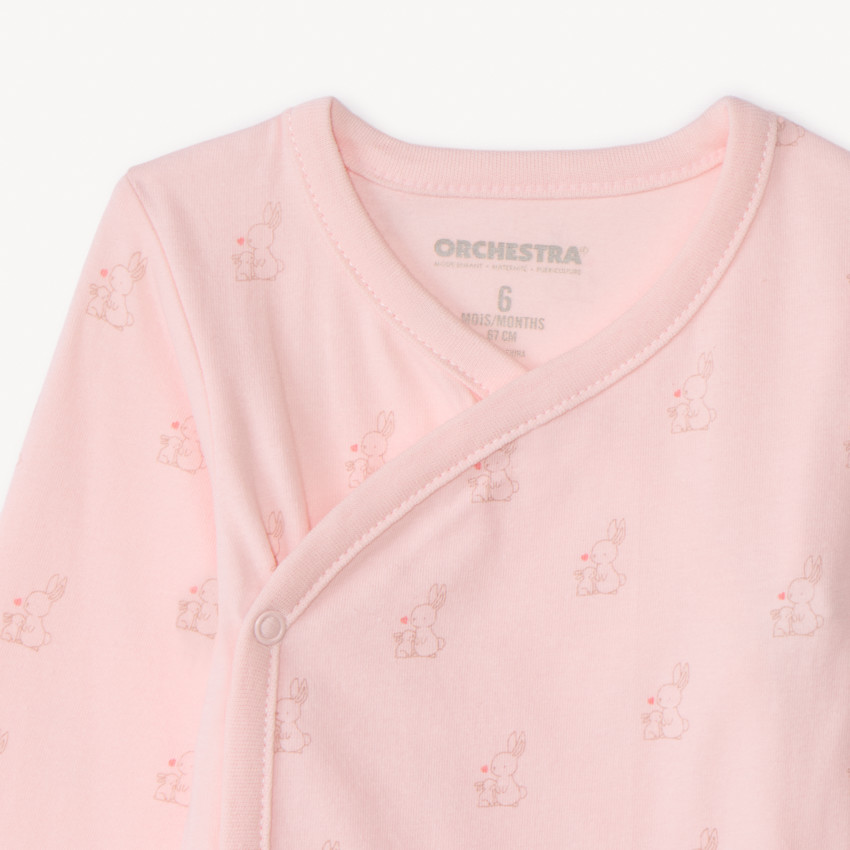 Pack de 2 bodies de manga larga con estampado de conejitos para bebé niña 