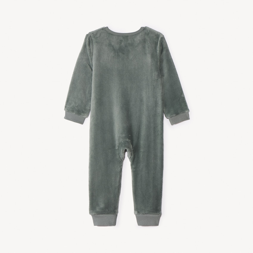 Surpyjama uni en sherpa avec ourson ludique pour bébé  