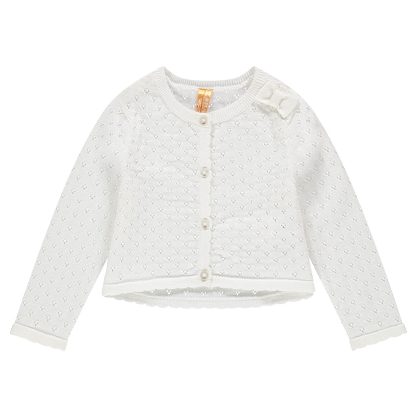 Chaqueta de punto calado con lazo cosido 