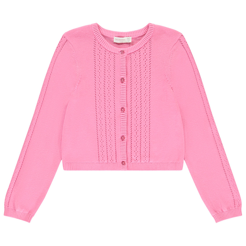 Chaleco de manga larga con detalles de punto para niña 