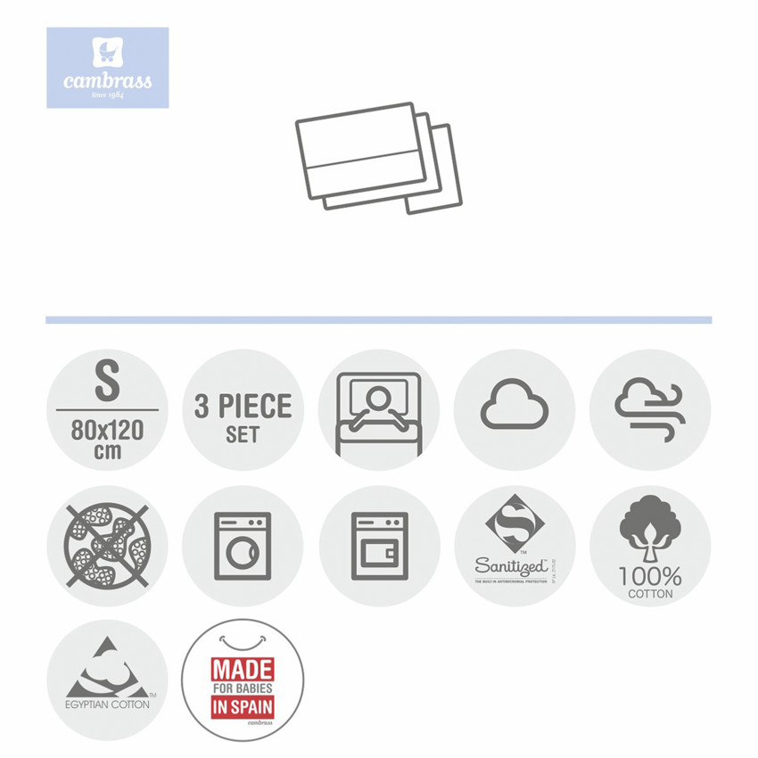 Juego sábanas para minicuna - 3 pzas - Vichy10 Beige 