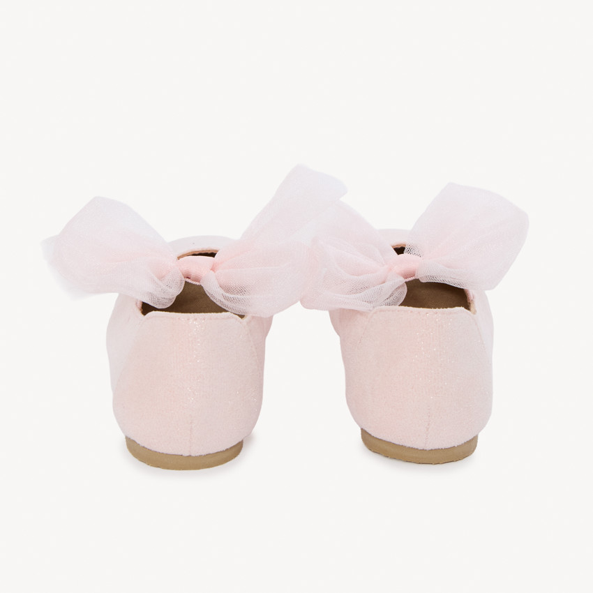 Zapatos de bebé efecto ante con elástico y lazo para niña 