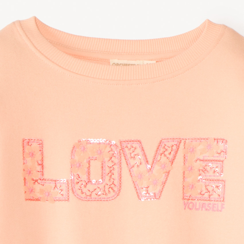 Sudadera de felpa con estampado Love y lentes para niña. 