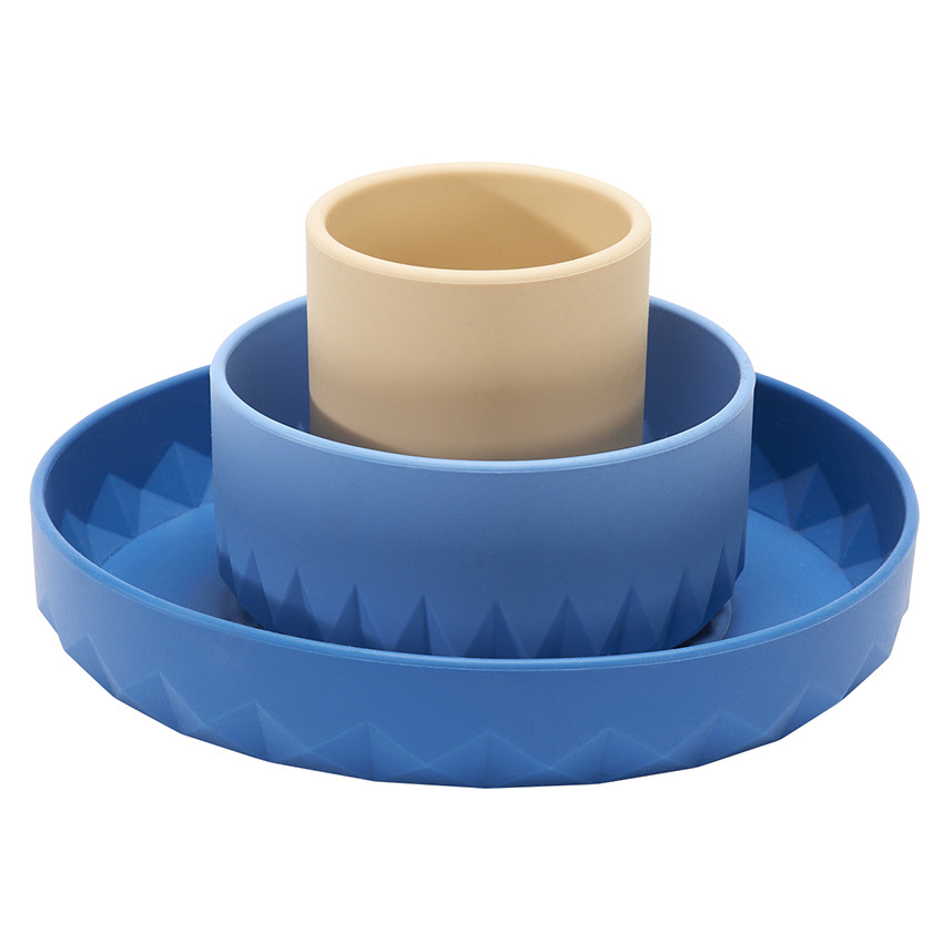 Coffret de comida 3 piezas de silicona Origami - Azul 