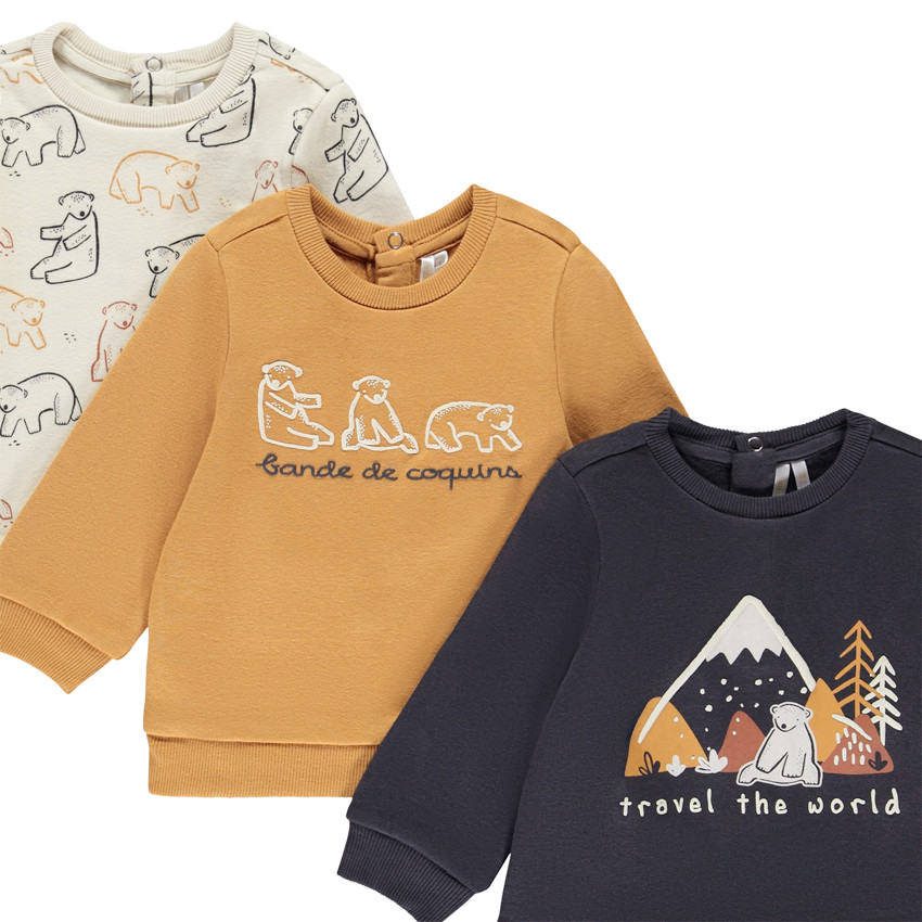 Lote de 3 sudaderas de felpa con motivos para bebé niño  Additional Lote de 3 sudaderas de felpa con motivos para bebé niño