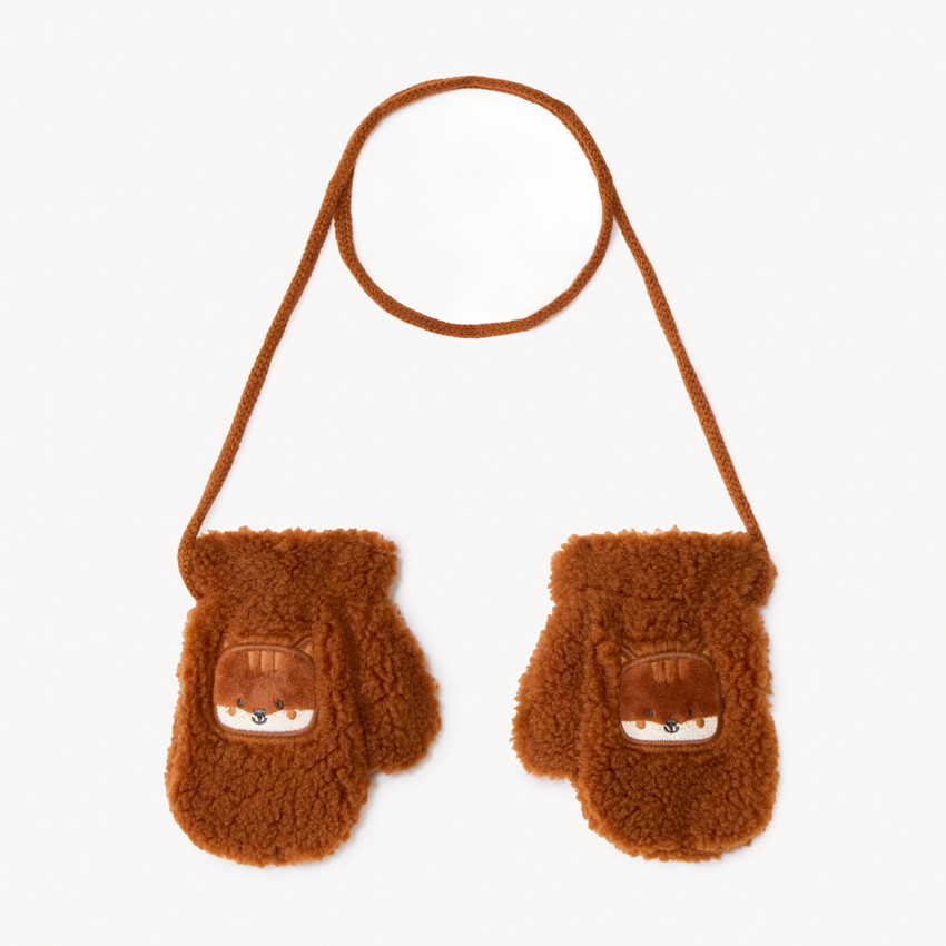 Manoplas de sherpa con forro micropolar bordado para bebé 