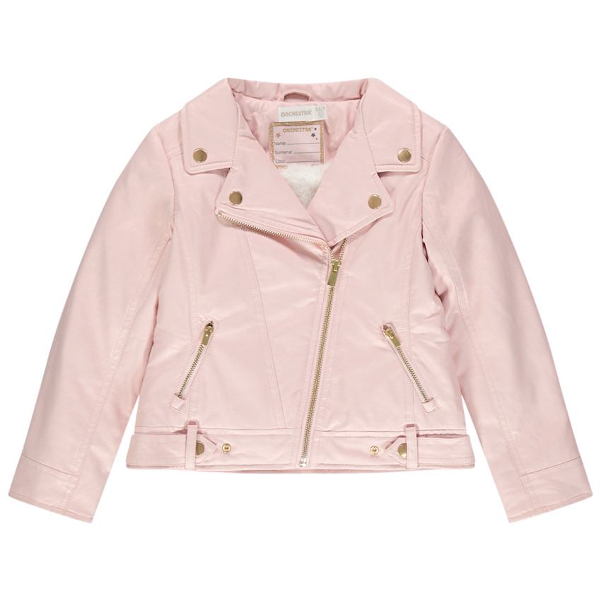 Perfecto  en simili cuir rose doublé sherpa à poches zippées 