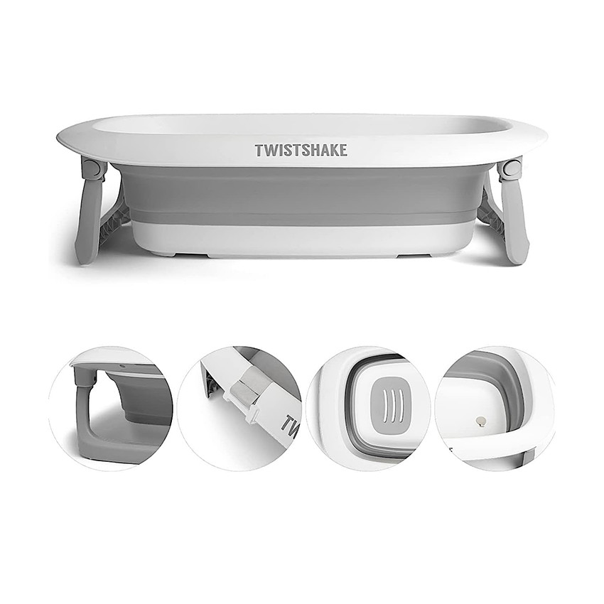 Bañera plegable 30L blanca y gris 