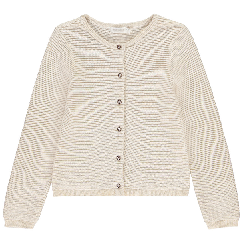 Gilet de punto fantasía con lurex para niña 