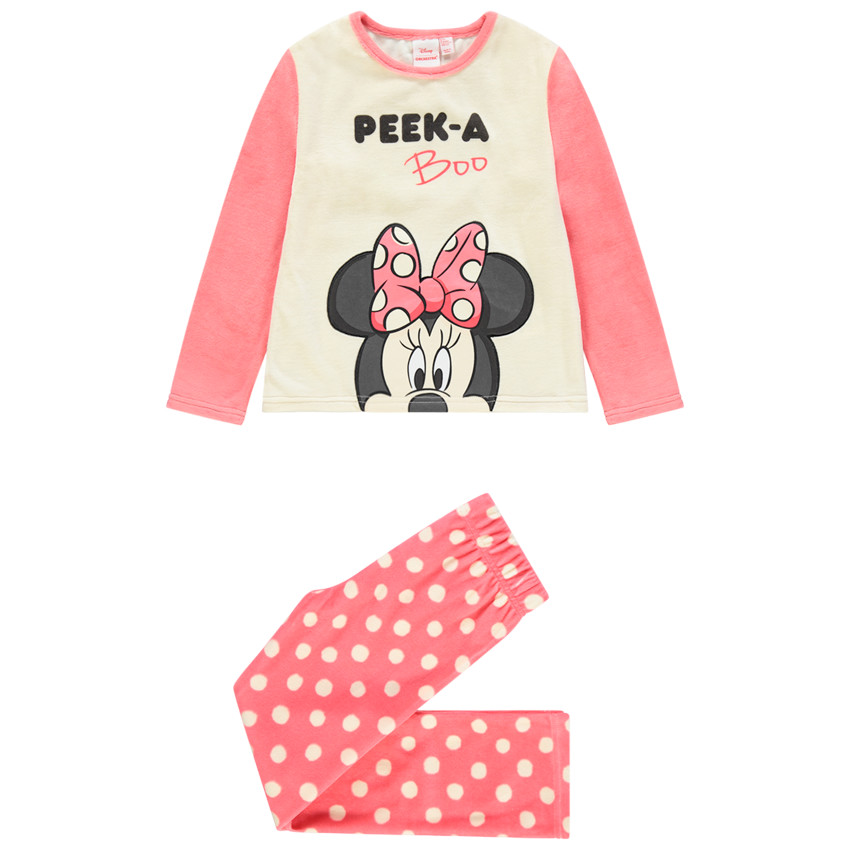Pelele de terciopelo con estampado de lunares y print de Minnie Disney para niña 