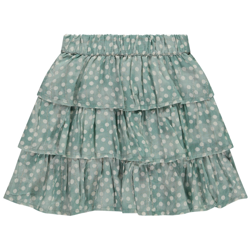 Falda corta con volantes de estampado de lunares para niña 