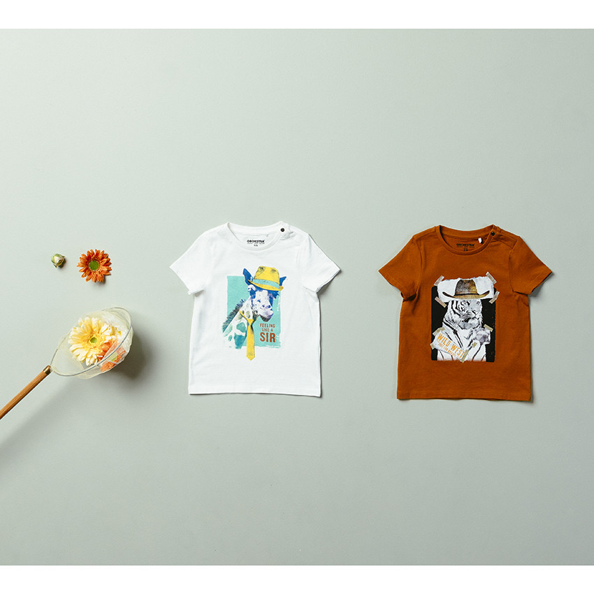 Camiseta manga corta en algodón orgánico print animal 