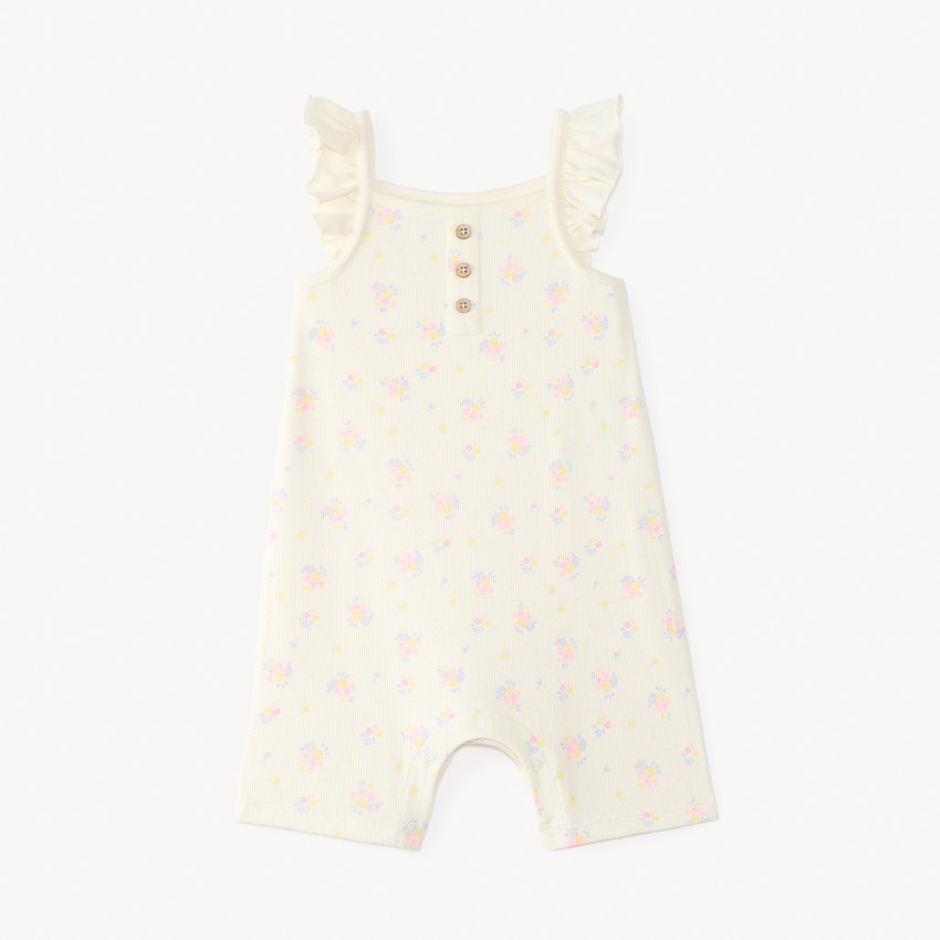 Mono corto de punto acanalado con estampado floral para bebé niña 