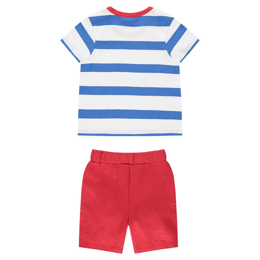 Conjunto de playa Disney con camiseta de rayas y bermudas lisas 