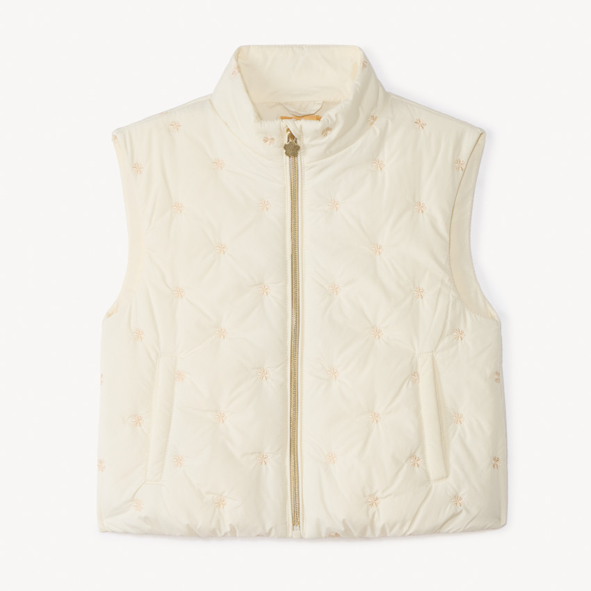 Chaleco sin mangas con flores bordadas para niña 