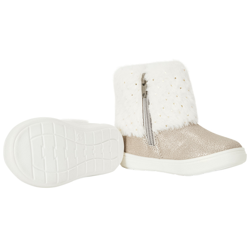 Botines con pelaje sintético y lazo para niña bebé 