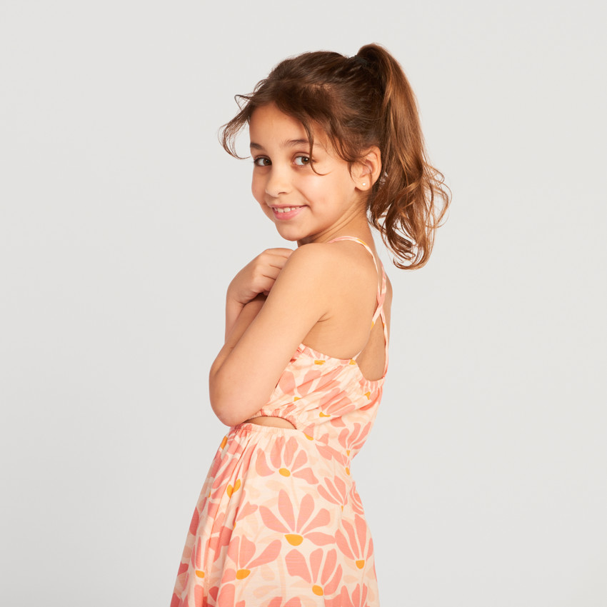 Vestido ajouré con estampado floral para niña 