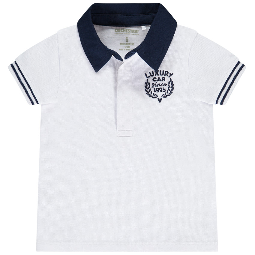 Polo de manga corta con escudo bordado para bebé niño 