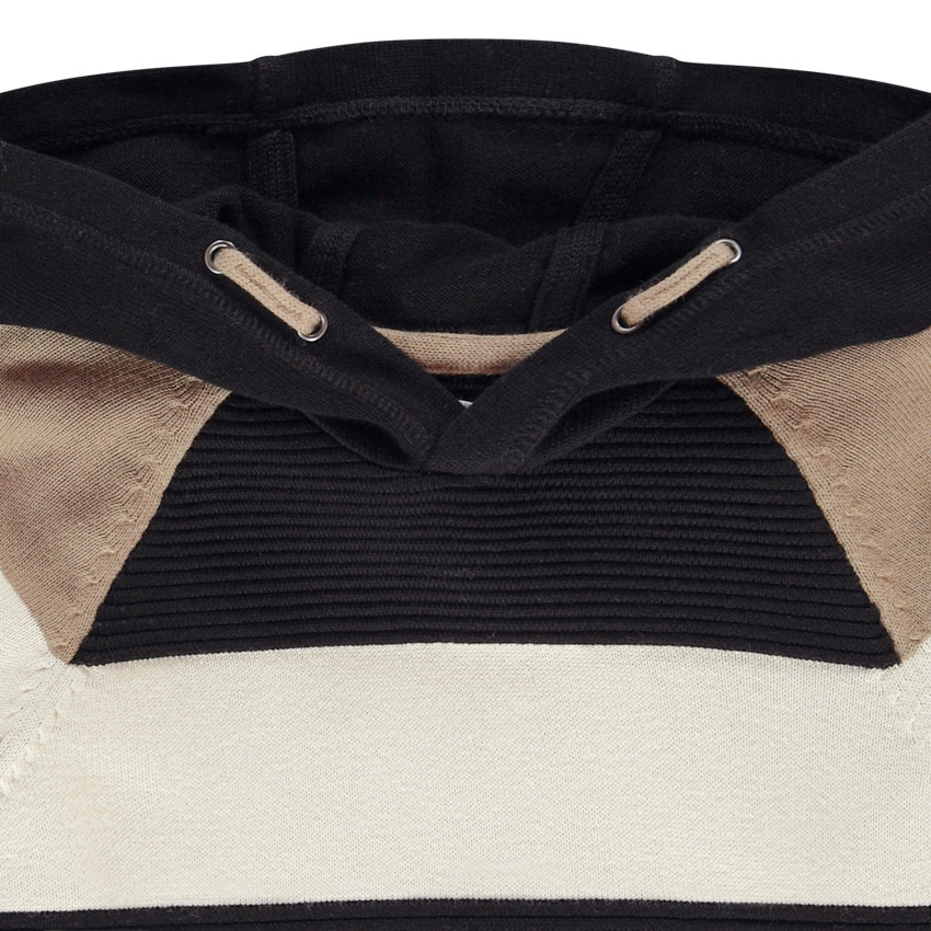 Pull color block à capuche avec détails en maille ottomane pour garçon Main Pull color block à capuche avec détails en maille ottomane pour garçon