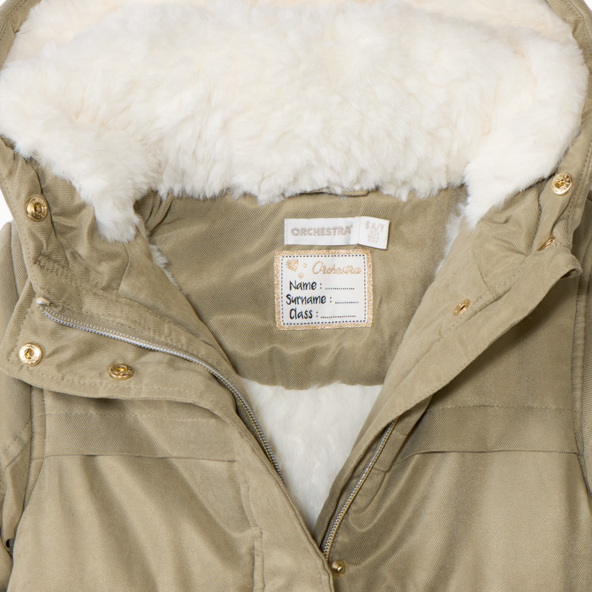 Parka impermeable con capucha y efecto de pelo sintético para niña 