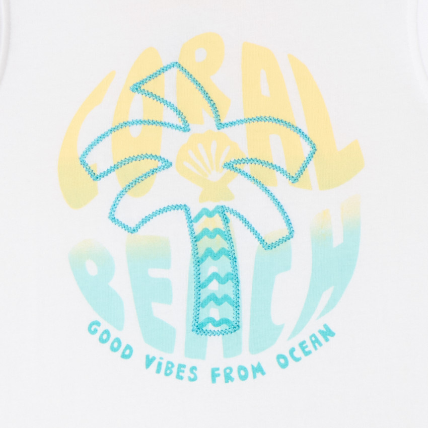 Camiseta de tirantes de jersey con bordado de palmera para bebé niño 