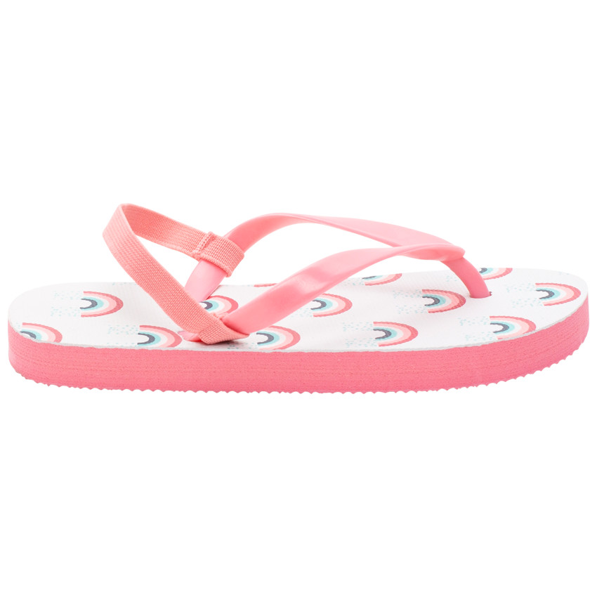 Chanclas rosas con estampado de arcoíris para niña 