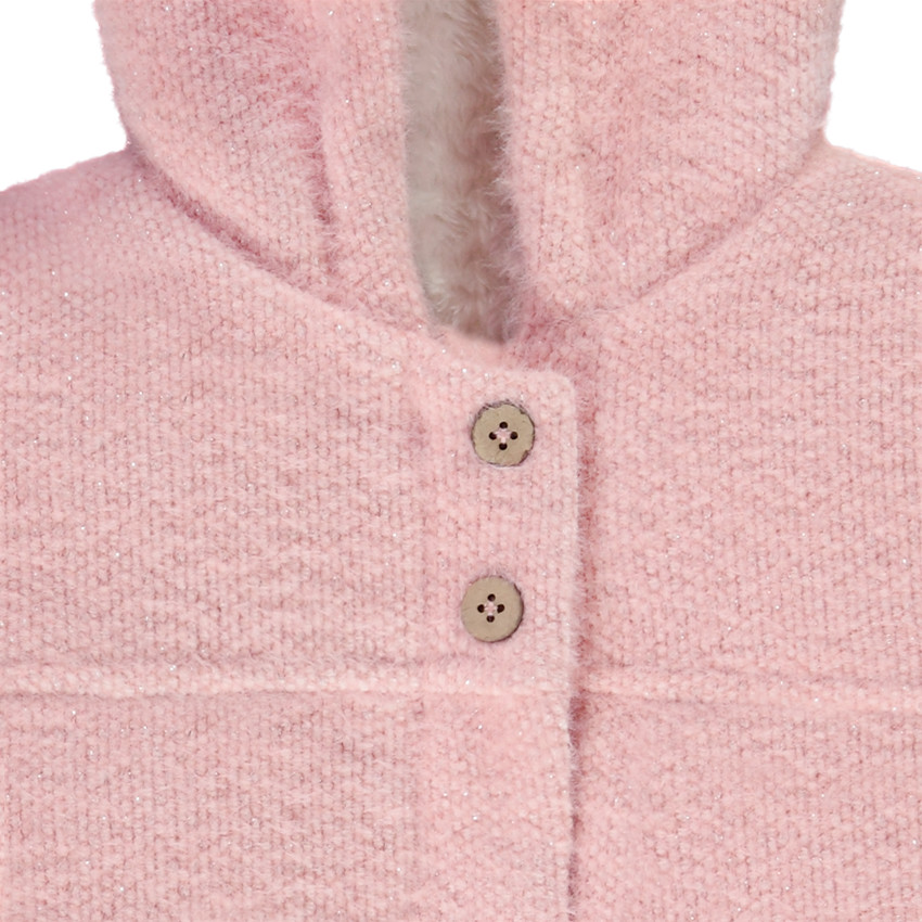 Manteau en drap de laine avec poches cœur pour bébé fille 