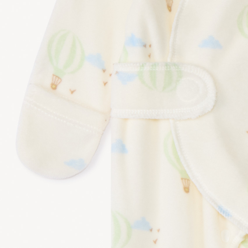 Pelele de terciopelo impreso con globos aerostáticos para bebé prematuro 