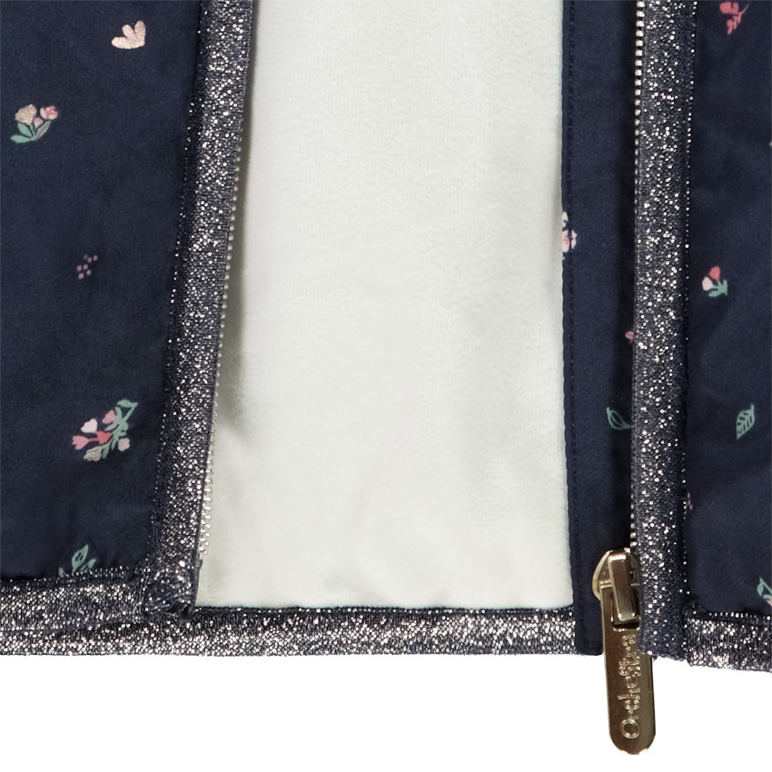 Chubasquero estampado floral forrado en sherpa para bebé niña 