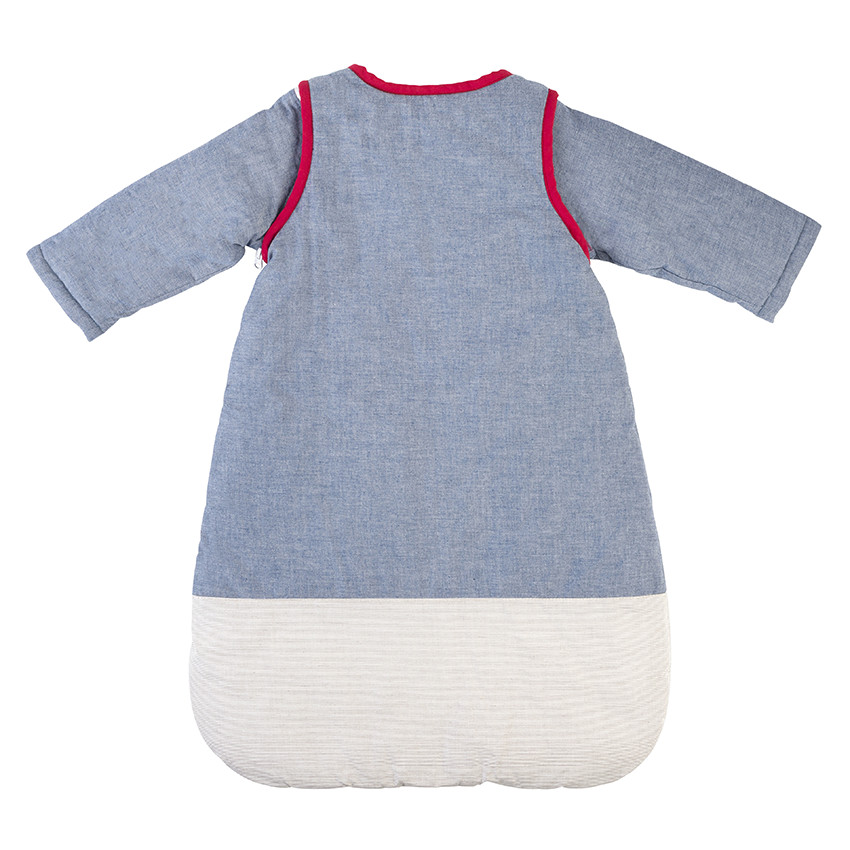 Saco de dormir en popelina y chambray con mangas extraíbles. 