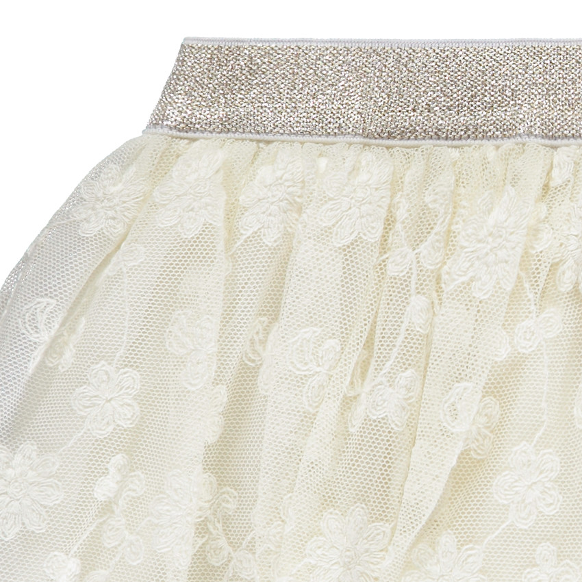 Falda corta de tul con flores bordadas para niña bebé 