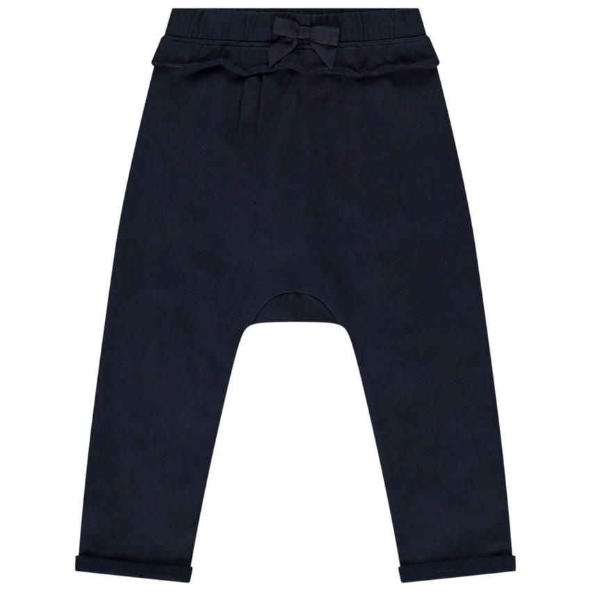 Pantalón jogging de felpa liso con volante para bebé niña 