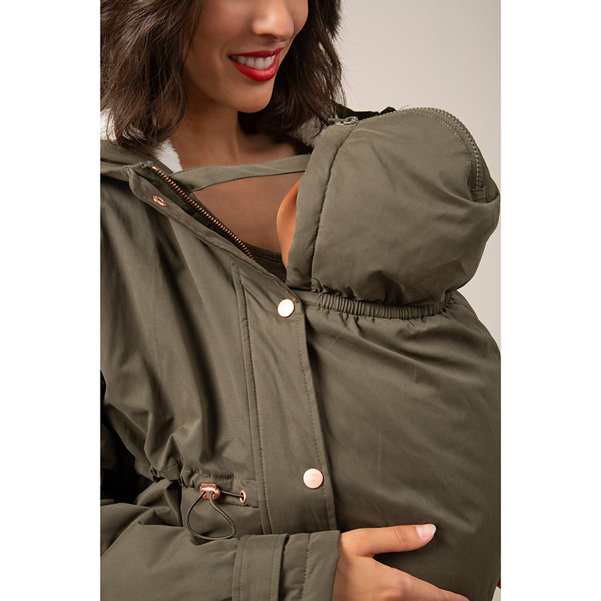 Parka de embarazo evolutiva forrada en sherpa 